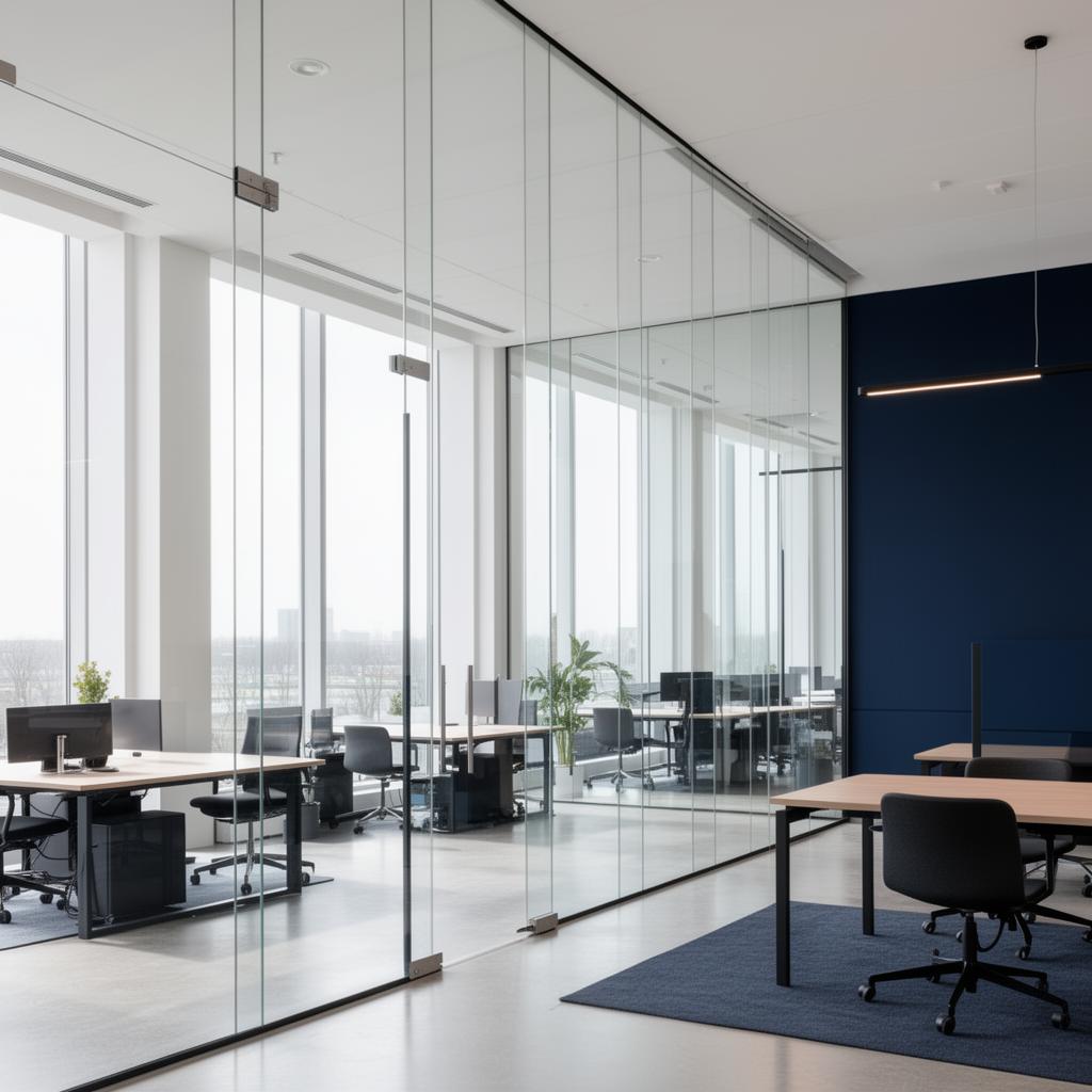 Modern kantoor met glazen scheidingswanden